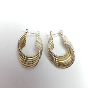 Vintage Layered Gold Tone Hoop Earrings, Twist Design, Retro Estate